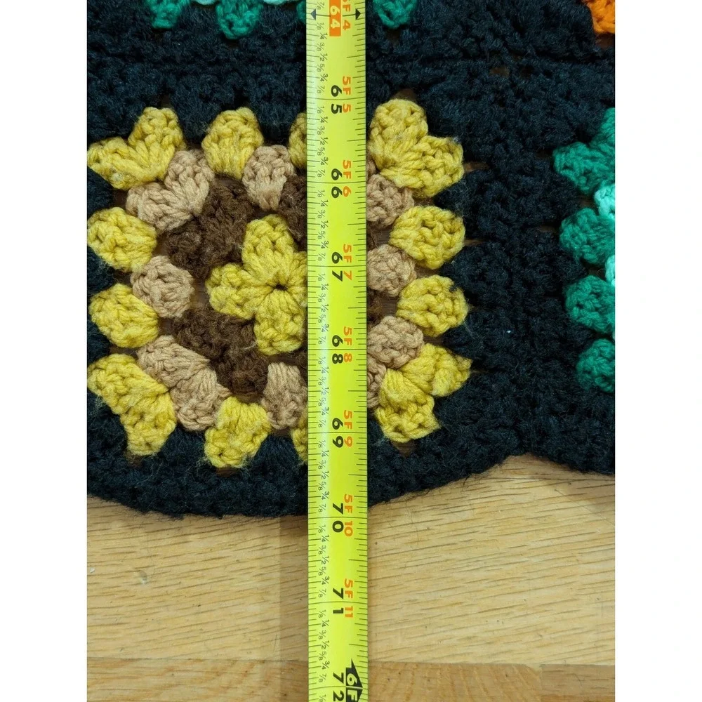 VTG Granny Square Roseanne Afghan Crochet Multicolor Blanket Throw Colorful READ